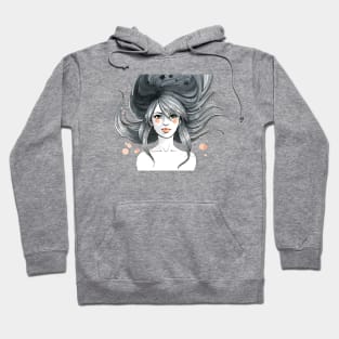 Beauty Blowing Hair Wind Woman Hoodie